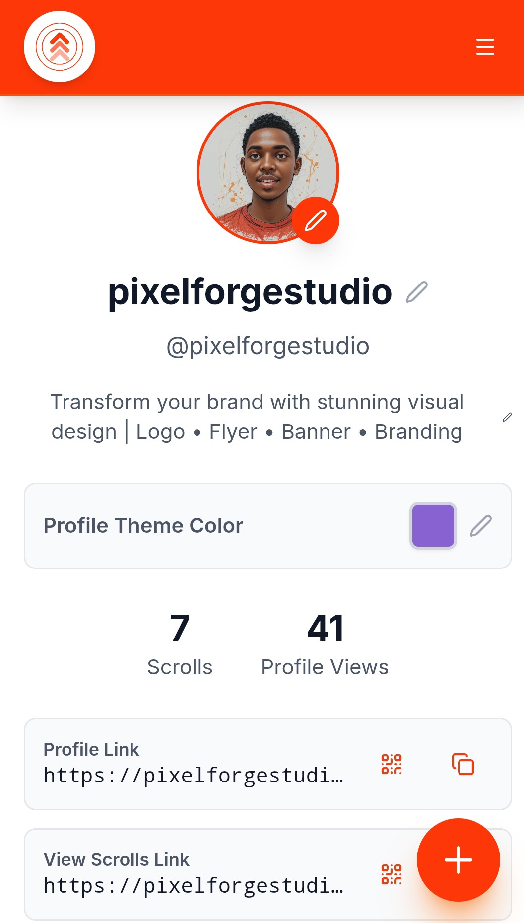 STEP 1: CREATE YOUR PROFILE

Sign up in 30 seconds.

Add your:
• Display name
• Bio (what you do)
• Profile picture or logo
• Contact links

Your profile = yourname.scrollage.co

Done. ✓
