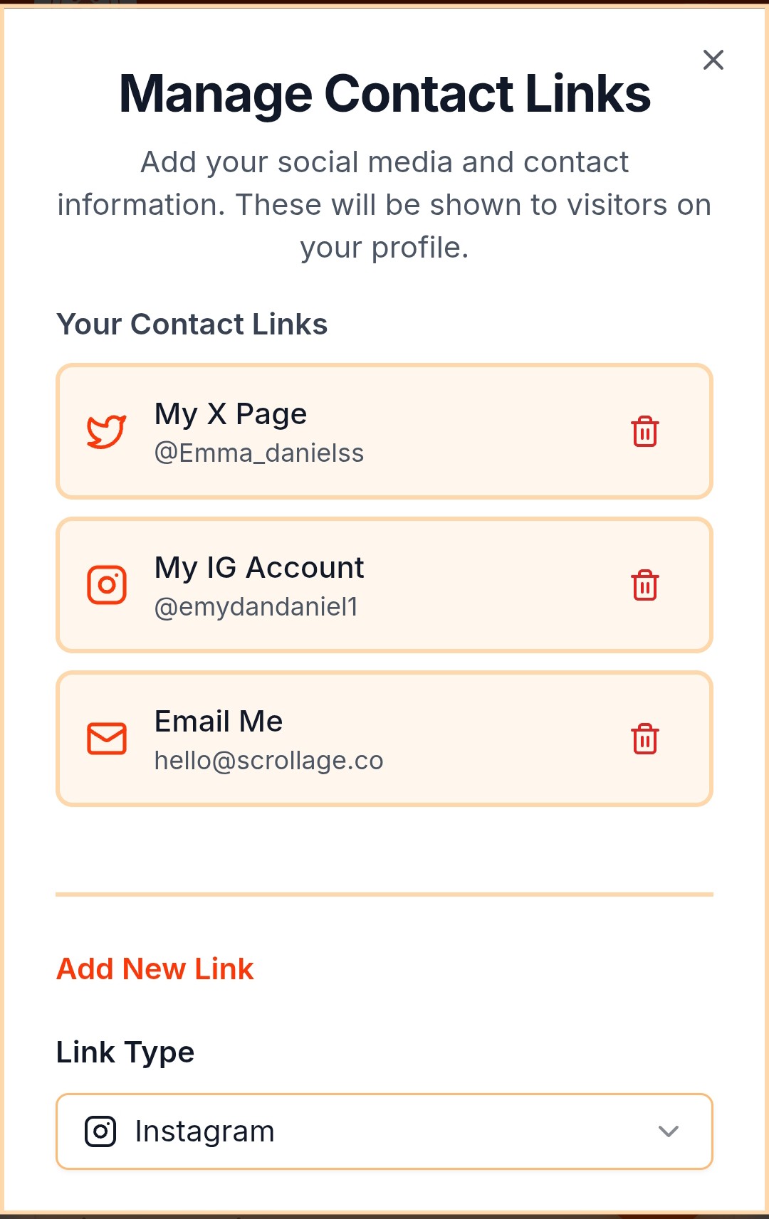STEP 4: CUSTOMIZE

Make it yours:

• Choose custom colors (Pro plan)
• Remove branding (Pro plan)
• Add contact buttons (WhatsApp, phone, email)
• Add social media links (Instagram, TikTok, etc.)
• Add website or shop links

Match your brand perfectly.

